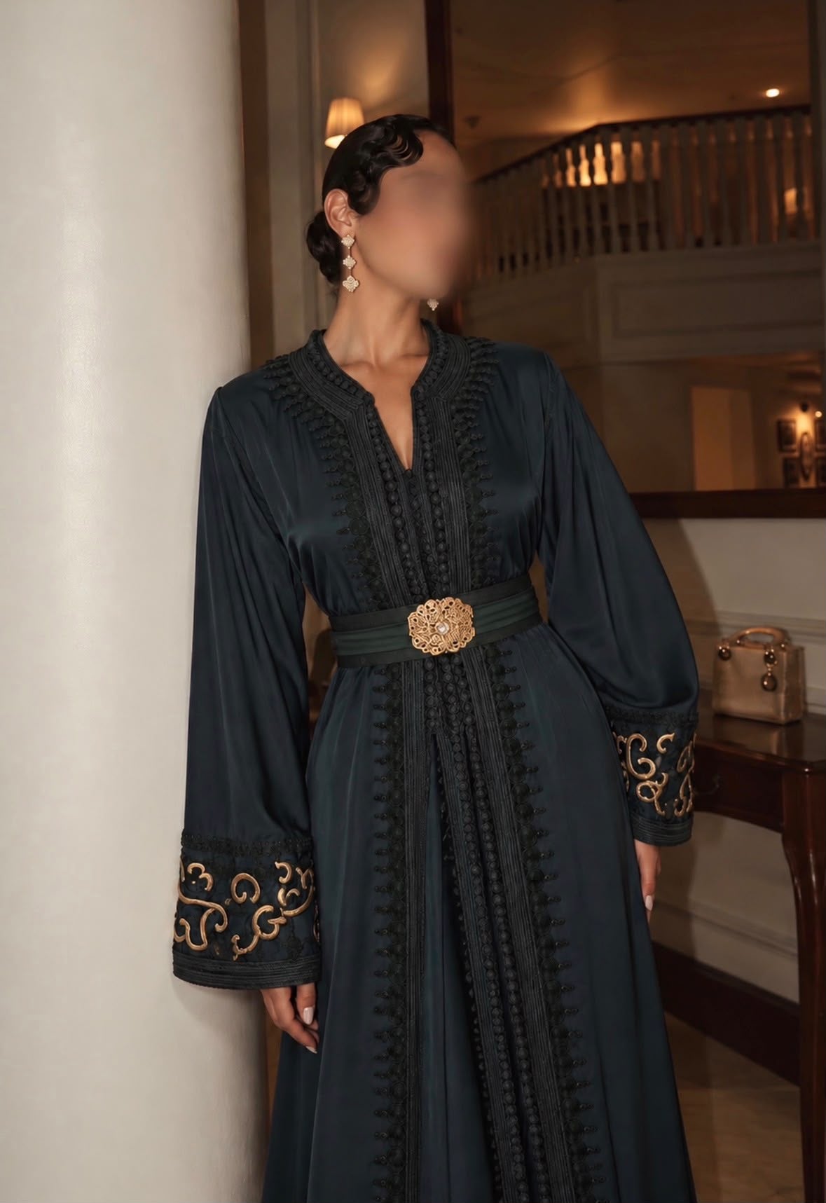 Layla Qaftan, gold embroidered cuffs